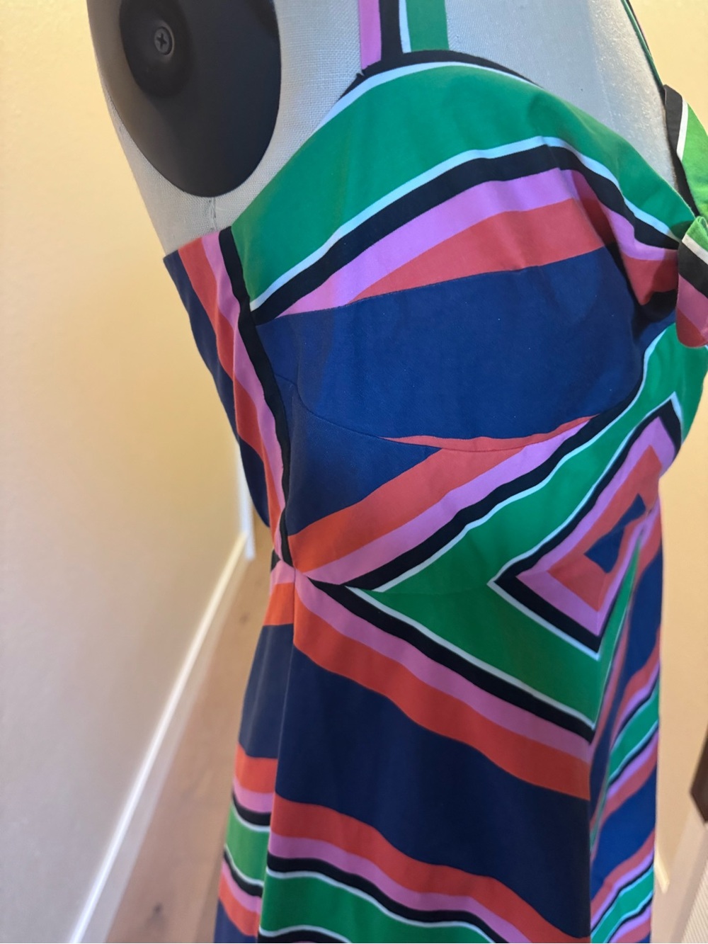 Trina Turk Halter Midi Dress in Blue, Pink & Green